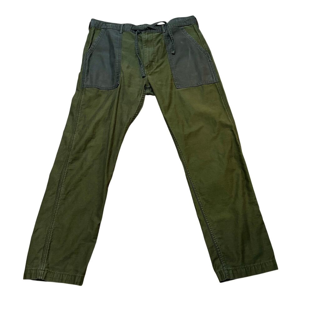 Levi's Men 502 Taper Fit Battalion Pant Olive Green Drawstring Cotton W36 L29.5